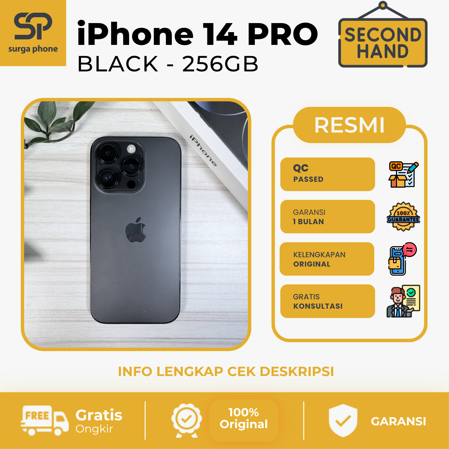 IPHONE 14 PRO BLACK 256GB BEACUKAI