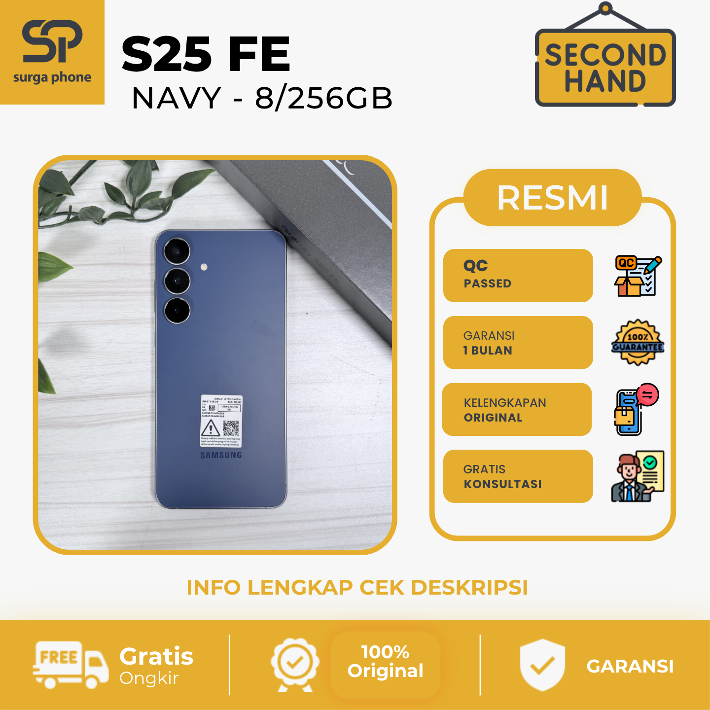 S25 FE NAVY 8/256GB EX RESMI