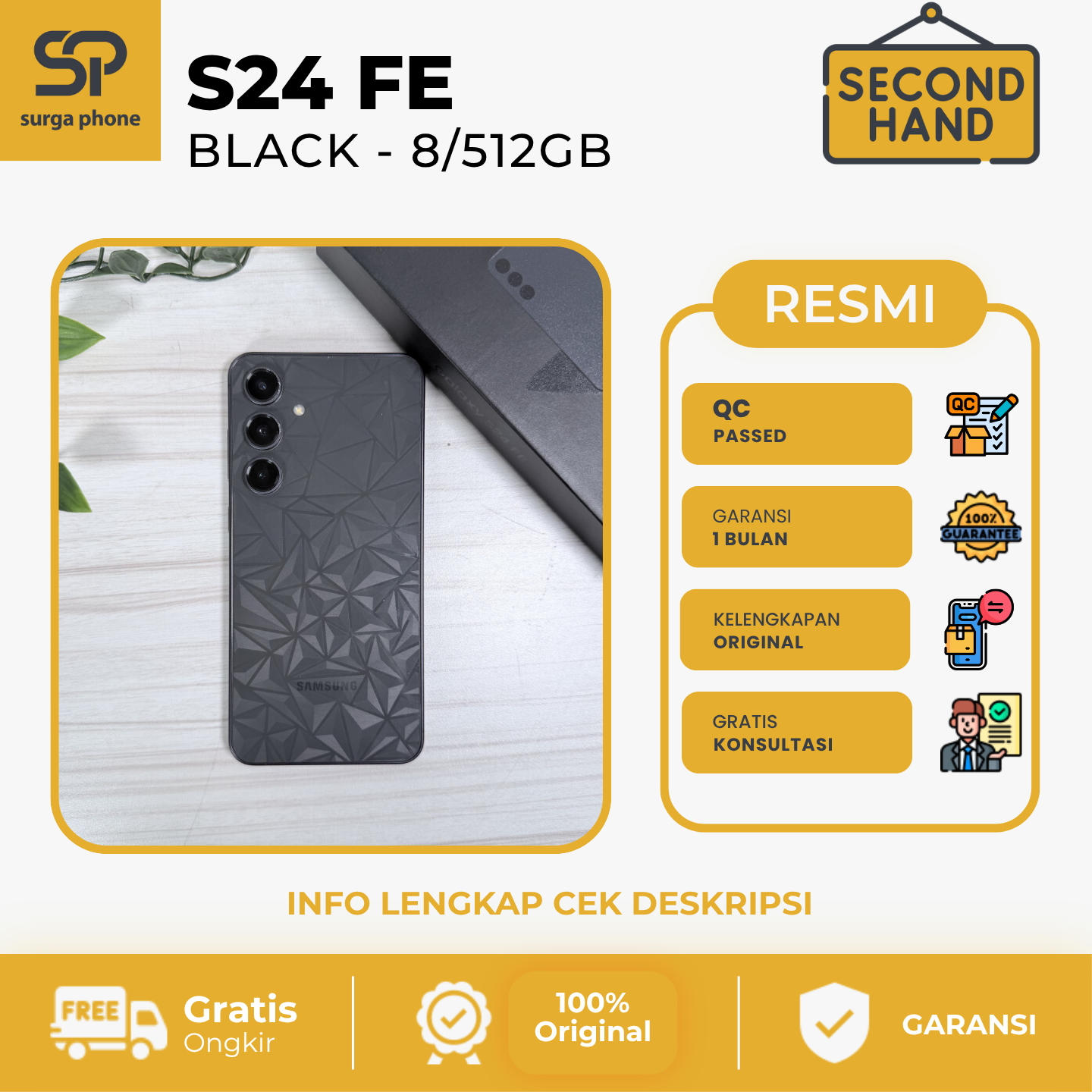 S24FE BLACK 8/512GB EX RESMI